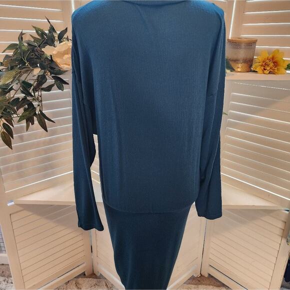 FREE PEOPLE SUNDOWN TEAL BLUE DRESS  MED - Picture 7 of 11